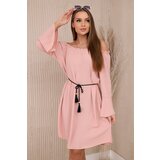 Kesi Włoski Włoski Dress tied at the waist with a drawstring powder pink | shoptok.hr