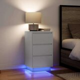 vidaXL Noćni ormarić s LED svjetlima bijeli 38x34x65 cm | shoptok.hr