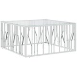  Stolić za kavu 100 x 100 x 50 cm od nehrđajućeg čelika i stakla | shoptok.hr