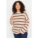 Trendyol Curve Stone Striped Relax Pattern Off Shoulder Knitwear Sweater | Eponuda.ba