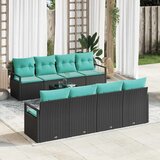  Set sofe s jastukom 7 pcs Crna i svijetloplava poliratan | shoptok.hr