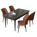 Hanah home set trpezarijski sto i 4 stolice arp black marble tile red | Eponuda.com