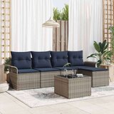  Vrtna sedežna garnitura z blazino 6 pcs Siva Poly ratan, (5000021305) | Shoptok.si