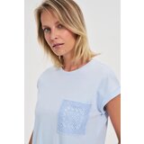 Marisse Blue Cotton T-Shirt With Pocket | shoptok.hr