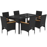  The Living Store Vrtna jedilna garnitura 7-delna z blazinami črn poli ratan - Vrtna Jedilna Garnitura, (21446676) | Shoptok.si