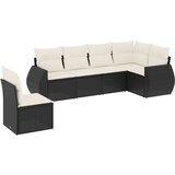  6-dijelni set vrtnih sofa s jastucima crni od poliratana | shoptok.hr