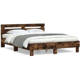  Okvir za krevet s uzglavljem boja hrasta 140x190 cm drveni | shoptok.hr
