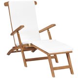 Maison Chic Ležalnik - Sončna ležalnik z blazino kremno bel iz trdne tikovine, (22042885) | Shoptok.si