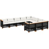  The Living Store Vrtna sedežna garnitura 10-delna z blazinami črn poli ratan - Vrtna Sedežna Garniture, (21455443) | Shoptok.si