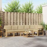  Set vanjskih sofa 7 kom. Bijela i bež Poliester Smeđa 59 x 59 x 37 cm | shoptok.hr
