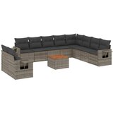 Maison Chic Seti vrtnega pohištva - Vrtna garnitura - Vrtni pohištvo set 11-delna z blazinami siv poli ratan, (21816466) | Shoptok.si