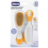 Chicco češalj i četka prirodne niti yellow | shoptok.hr