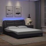 Maison Chic Posteljni okvir - Dvoposteljna postelja - Zakonska postelja z LED lučkami siv 160x200 cm umetno usnje, (21695991) | Shoptok.si
