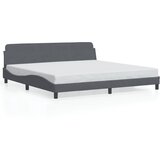  The Living Store Posteljni okvir z vzglavjem temno siv 200x200 cm žamet - Posteljni Okvir, (21488156) | Shoptok.si