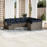 vidaXL 10-dijelni set vrtnih sofa od poliratana s jastucima sivi | shoptok.hr