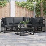 vidaXL Vrtna sedežna garnitura 4 pcs Črna 213 x 143 x 71 cm Aluminij | Shoptok.si