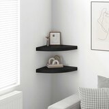  Plutajuće kutne police 2 kom crne 35 x 35 x 3,8 cm MDF | shoptok.hr