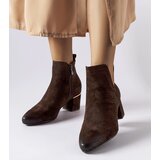 Gemre Brown ankle boots with low block heel Vinceza Cijene