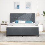  Postelja s vzmetnico Temno siva 180x200 cm Žamet, (22050574) | Shoptok.si