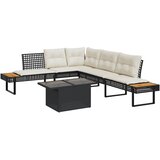  2-dijelni set vrtnih sofa s jastucima poliratan i staklo crni | Eponuda.com