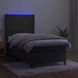  Box spring postelja z vzmetnico LED temno siva 90x200 cm žamet, (20789463) | Shoptok.si