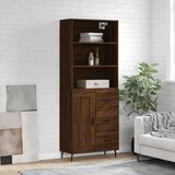 vidaXL Visoka komoda rjav hrast 69,5x34x180 cm inženirski les | Shoptok.si