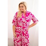 Kesi Włoski Plus size women's viscose set with geometric print fuchsia | shoptok.hr
