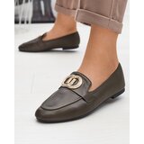Resti Dark green women's moccasins with gold embellishment Uletta - Footwear | ePonuda.com