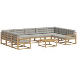  Set vanjskih sofa s jastukom 10 pcs Bijela i svjetlosiva | Eponuda.ba