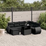 vidaXL 8-dijelni set vrtnih sofa od poliratana s jastucima crni | shoptok.hr