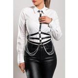 Fenzy Ukrasni Pojas S Metalnim Prstenovima I Lancem, Crni | shoptok.hr