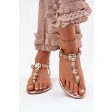 Boto Women's sandals on flat heels with crystals gold Fiolalia | Shoptok.si