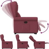  Naslonjač na podizanje od tkanine crvena boja vina | shoptok.hr