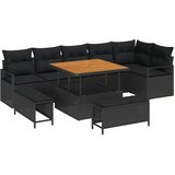 vidaXL Set od 9 komada vrtnih sofa s jastucima Crna Poliratan Akacija, Sofa za 2 osobe za vrt s jastucima Crna Poliratan, Set od 3 komada vrtne blagovaonice s jastucima Crna Poliratan Akacija | shoptok.hr