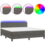 The Living Store Box spring postelja z vzmetnico LED temno siva 180x200 cm žamet - Box Spring Postelja, (21491181) | Shoptok.si