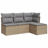  The Living Store Vrtna sedežna garnitura 4-delna z blazinami bež poli ratan - Vrtna Sedežna Garniture, (21453251) | Shoptok.si