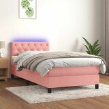  box spring s madracem LED ružičasti 80x200 cm baršunasti | shoptok.hr