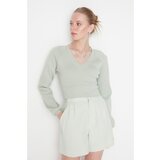Trendyol Mint Crop V Neck Knitwear Sweater Cene