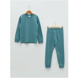 LC Waikiki Crew Neck Basic Long Sleeve Girls Kids Pajamas Set Cene