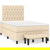vidaXL Box spring postelja z vzmetnico krem 120x190 cm blago | Shoptok.si
