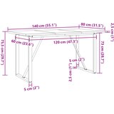  Blagovaonski stol O-oblika 140x80x75,5 cm od borovine i čelik | shoptok.hr