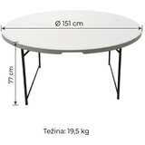  Okrugli sklopivi sto, 151 cm, visina 77 cm, Za 10 osoba Cene
