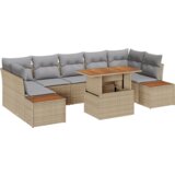vidaXL 8 Dijelni Vrtni Sofa Set s Jastucima Bež Poli Ratan | shoptok.hr