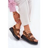 Boto Ladies Platform And Wedge Sandals With Buckles Leopard Brown Genorre | Shoptok.si