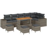vidaXL set vrtnih sofa od 10 dijelova s jastucima siva poli ratan akacija, set vrtne blagovaonice od 4 dijela s jastucima siva poli ratan akacija Cijene