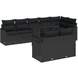 vidaXL 9-dijelni set vrtnih sofa s jastucima crni poli ratan, 2-sjedalna vrtna sofa sa skladištem i jastucima crni poli ratan Cijene