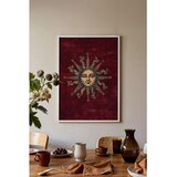 Wallxpert uramljena slika 115256, zlatno sunce sa licem na bordo pozadini, 30 x 40 cm, beli ram Cene