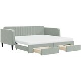 vidaXL Izvlečna dnevna postelja s predali svetlo siva 100x200 cm žamet | Shoptok.si