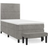 Box spring postelja z vzmetnico svetlo siva 100x200 cm žamet, (20900438) | Shoptok.si