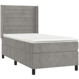  Krevet box spring s madracem LED svjetlosivi 90x200 cm baršun | shoptok.hr